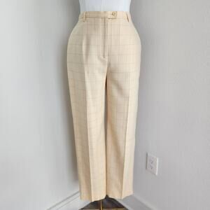 Pendleton Butter Yellow Windowpane Wool Blend High Waist Trousers 90s 12 Pants